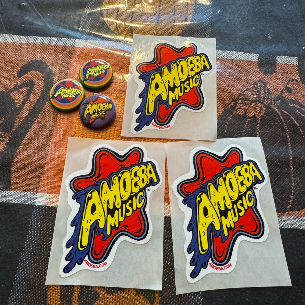 Amoeba Music Stickers and Buttons Set